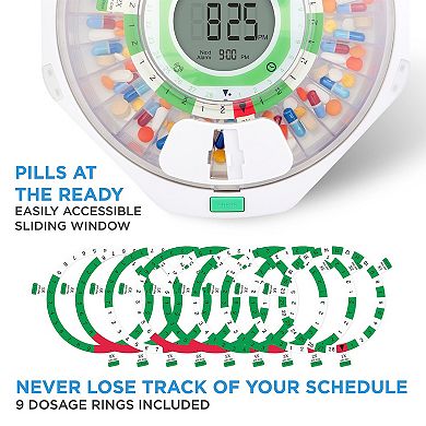 LiveFine 28-Day Automatic Pill Dispenser with Upgraded LCD Display and Key Lock - Clear Lid