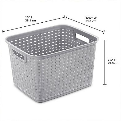 Tall Weave Woven Plastic Storage Baskets With Handles Gift Basket 6pc