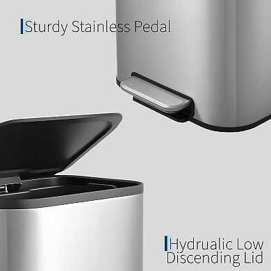 ANIXOL Stainless Steel Step-On Trash Can with Soft-Close Lid，Foot Pedal