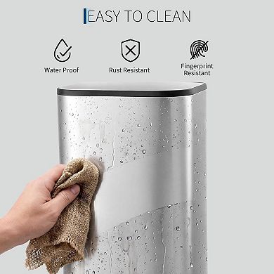 ANIXOL Stainless Steel Step-On Trash Can with Soft-Close Lid，Foot Pedal