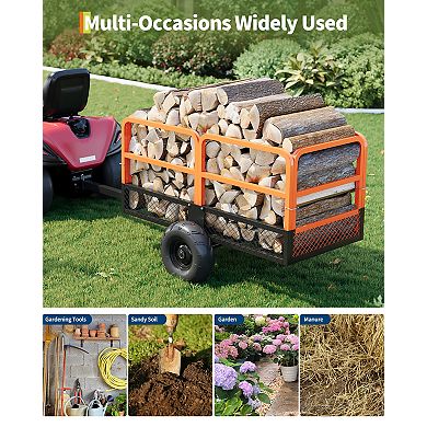Dump Wagon,Heavy Duty Steel Garden Utility Cart,1500 lbs Capacity ,22 Cu.Ft Trailer,2 Wheels