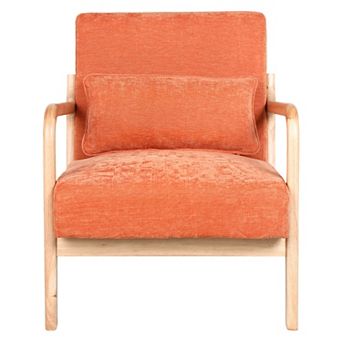 Trikiousd Mid Century Modern Armchair, Accent Chair with Solid Wood Frame & Detachable Lumbar Pillow