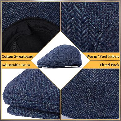 Men's Newsboy Flat Top Herringbone Ivy Hat Size 7 1/4