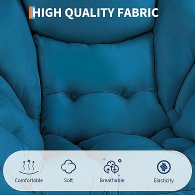 Foldable Lounge Armchair with Ottoman Side Pocket Modern Lazy Chair Living Room