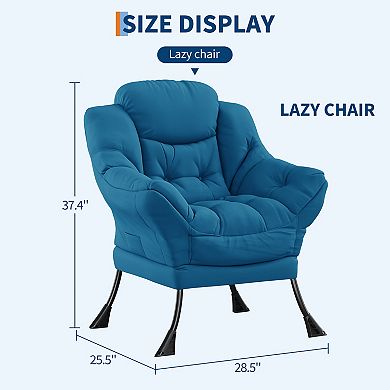 Foldable Lounge Armchair with Ottoman Side Pocket Modern Lazy Chair Living Room