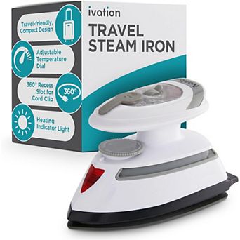 Ivation Travel Steam Iron, Dual Voltage Mini Portable Iron with Nonstick Soleplate