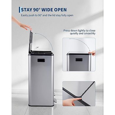 ANIXOL 16 Gallon Dual Compartment Stainless Steel Trash Can，Foot Pedal