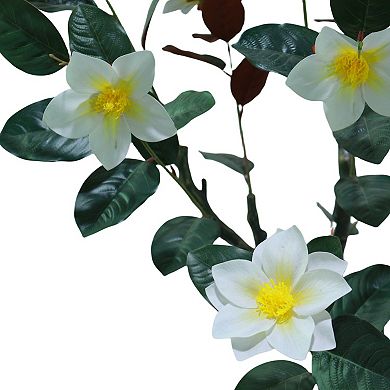 Artificial Magnolia Tree Faux Flowering Tree in Pot for Indoor Outdoor Decor Artificial Plant