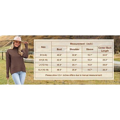 Zeagoo Women's Turtleneck Sweater Fall Winter Chunky Knitted Pullover, High Low Hem Trendy Jumper