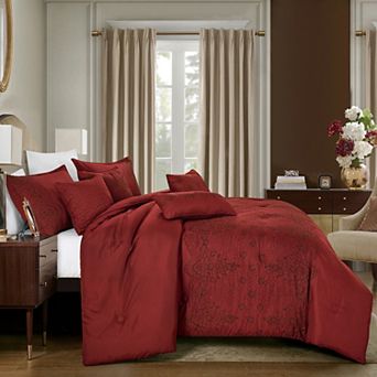 Floral Burgundy Comforter Set