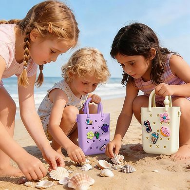 Rubber Tote Bag With Charms Adjustable Strap Beach Women Girls