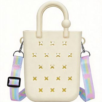 Rubber Tote Bag With Charms Adjustable Strap Beach Women Girls