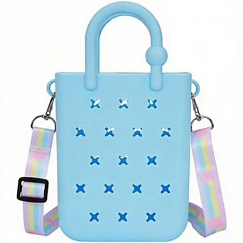 Rubber Tote Bag With Charms Adjustable Strap Beach Women Girls