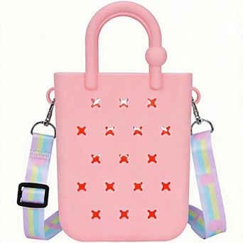 Rubber Tote Bag With Charms Adjustable Strap Beach Women Girls