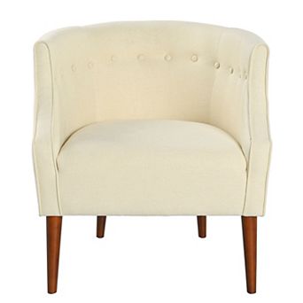 Trikiousd Modern Upholstered Tub Chair with Button-Tufted Back & Wood Legs for Living Room, Bedroom