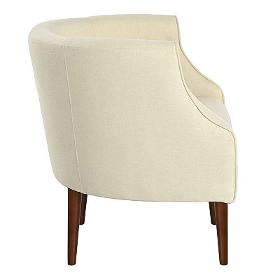 Trikiousd Modern Upholstered Tub Chair with Button-Tufted Back & Wood Legs for Living Room, Bedroom
