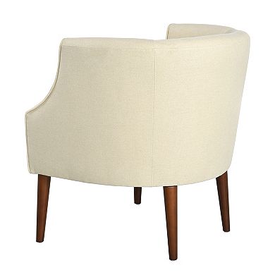 Trikiousd Modern Upholstered Tub Chair with Button-Tufted Back & Wood Legs for Living Room, Bedroom