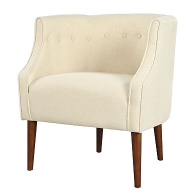 Trikiousd Modern Upholstered Tub Chair with Button-Tufted Back & Wood Legs for Living Room, Bedroom