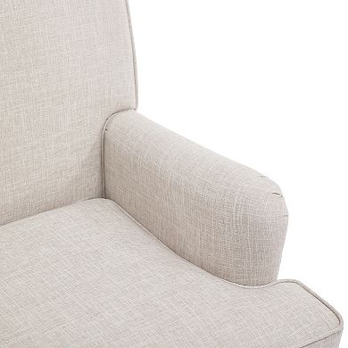 Trikiousd Vintage Linen Fabric Armchair with Antique Solid Wood Legs, Accent Chair Single Sofa Chair