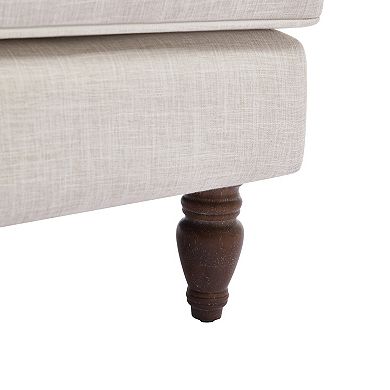 Trikiousd Vintage Linen Fabric Armchair with Antique Solid Wood Legs, Accent Chair Single Sofa Chair