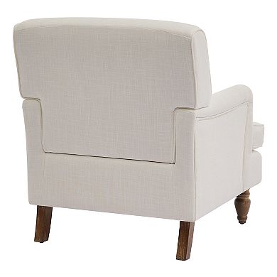 Trikiousd Vintage Linen Fabric Armchair with Antique Solid Wood Legs, Accent Chair Single Sofa Chair