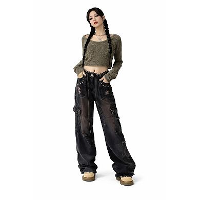 Women Street Style Ripped Cargo Pants