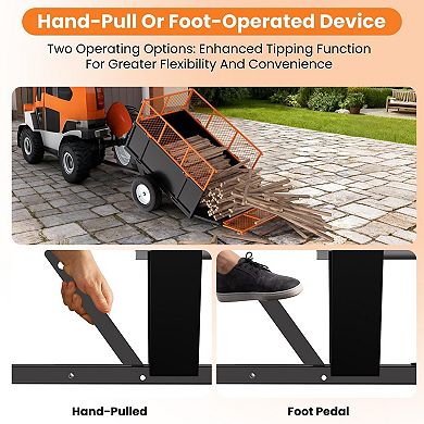 Heavy Duty Steel Dump Garden Cart - 17 Cu.Ft,Removable Sides 750 lbs Capacity