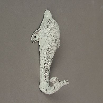 Set of 3 Colorful Coastal Cast Iron Dolphin Decorative Wall Hooks 5 inch