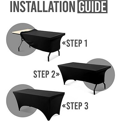 2-Pack Black Spandex Tablecloths, Stretch, Fitted, Washable, Wrinkle-Resistant