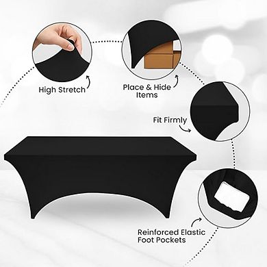 2-Pack Black Spandex Tablecloths, Stretch, Fitted, Washable, Wrinkle-Resistant