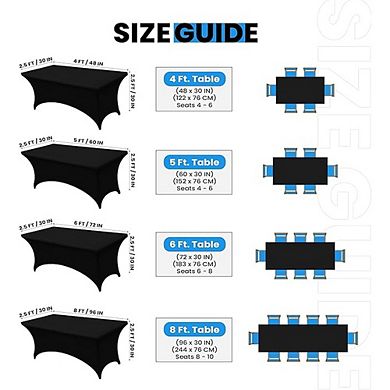 2-Pack Black Spandex Tablecloths, Stretch, Fitted, Washable, Wrinkle-Resistant