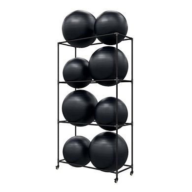 Power Systems Stability Ball Rack Metal Freestanding Rack Holds Up to 8 Balls