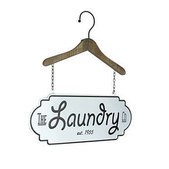The Laundry Co. Vintage Look Hand Painted Metal and Wood Sign Wall Hanging