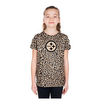 Girls Youth New Era Tan Pittsburgh Steelers Mom & Me Leopard T-Shirt