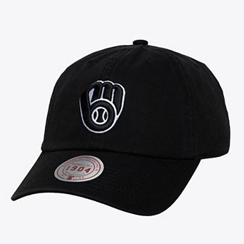 Unisex Mitchell & Ness Black & White Milwaukee Brewers 1904 Strapback Adjustable Hat
