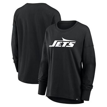 Women's Fanatics Black New York Jets Relaxed Hip Essential Long Sleeve T-Shirt