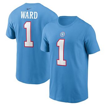 Men's Nike Cameron Ward Light Blue Tennessee Titans Team Name & Number T-Shirt