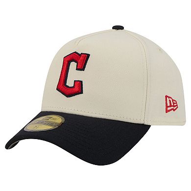Men's New Era Cream Cleveland Guardians Chrome A-Frame 59FORTY Fitted Hat