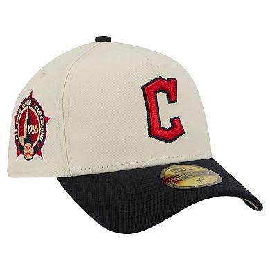 Men's New Era Cream Cleveland Guardians Chrome A-Frame 59FORTY Fitted Hat