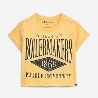 Women's Gameday Social Gold Purdue Boilermakers Cropped Cuffed T-Shirt