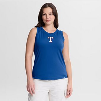 Women's Fanatics Royal Texas Rangers Draped Mesh Back Performance Tank Top