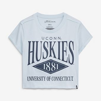 Women's Gameday Social Light Blue UConn Huskies Cropped Cuffed T-Shirt