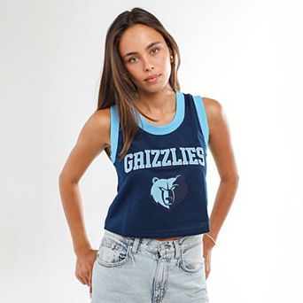 Women's Hype and Vice Navy Memphis Grizzlies Cropped Basketball Scoop Neck Tank Top