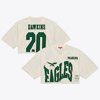 Women's Mitchell & Ness Brian Dawkins Cream Philadelphia Eagles Retired Player Cropped Fashion Jersey