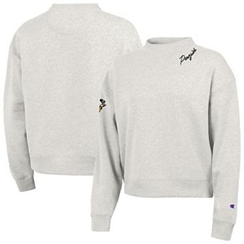 Women's Champion Gray Pittsburgh Penguins Collar Script Triumph Fleece Crewneck Sweatshirt