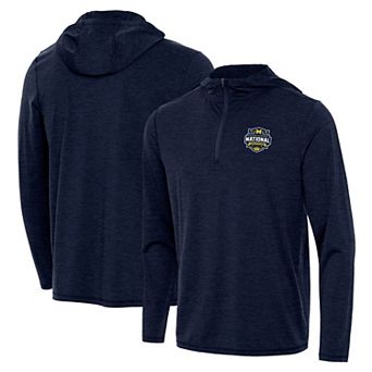 Men's Antigua Navy Michigan Wolverines 2026 NCAA Men's Basketball National Champions Tidy Quarter-Zip Hoodie