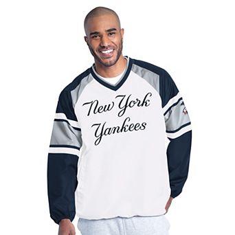 Men's G-III Sports by Carl Banks White/Navy New York Yankees Infield Play Raglan V-Neck Pullover