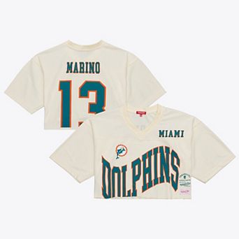 Women's Mitchell & Ness Dan Marino Cream Miami Dolphins Retired Player Cropped Fashion Jersey