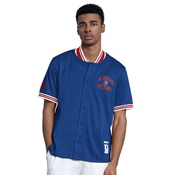 Men's Starter Royal Chicago Cubs Button-Up Short Sleeve Jacket