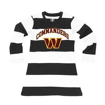 Girls Toddler Wes & Willy Black/White Washington Commanders Long Sleeve Rugby Tri-Blend Dress